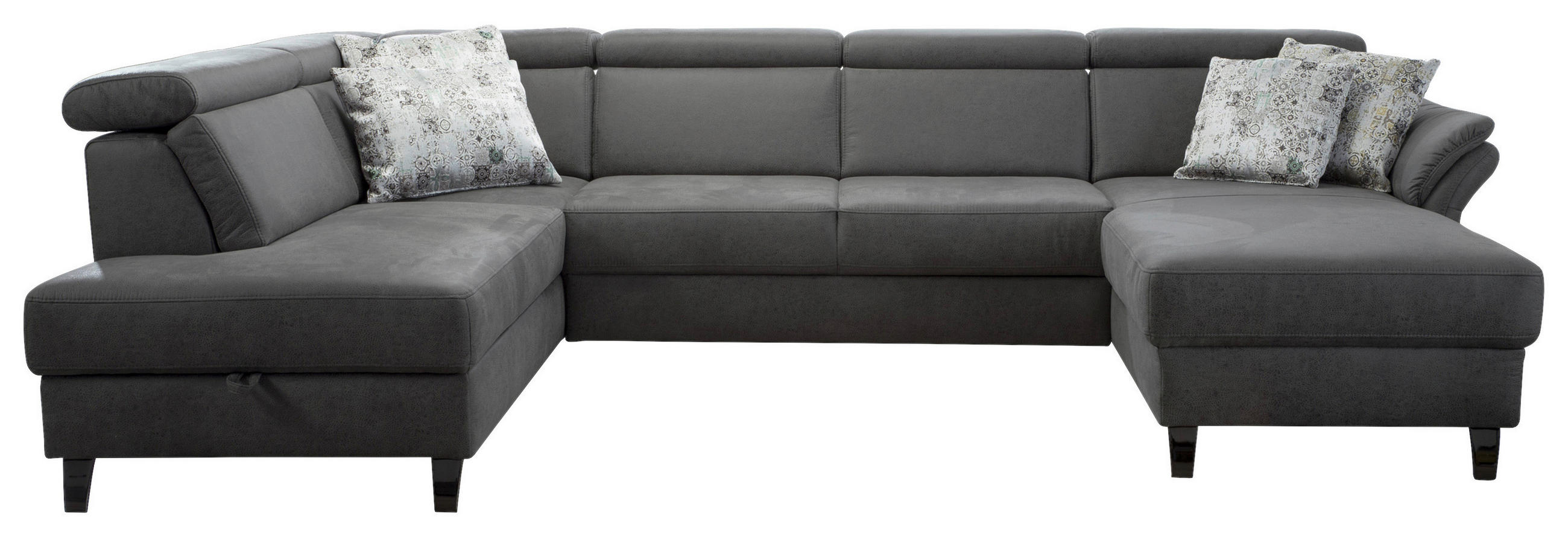 WOHNLANDSCHAFT in Mikrofaser Anthrazit  - Anthrazit/Schwarz, Konventionell, Textil/Metall (193/317/165cm) - Sit & More