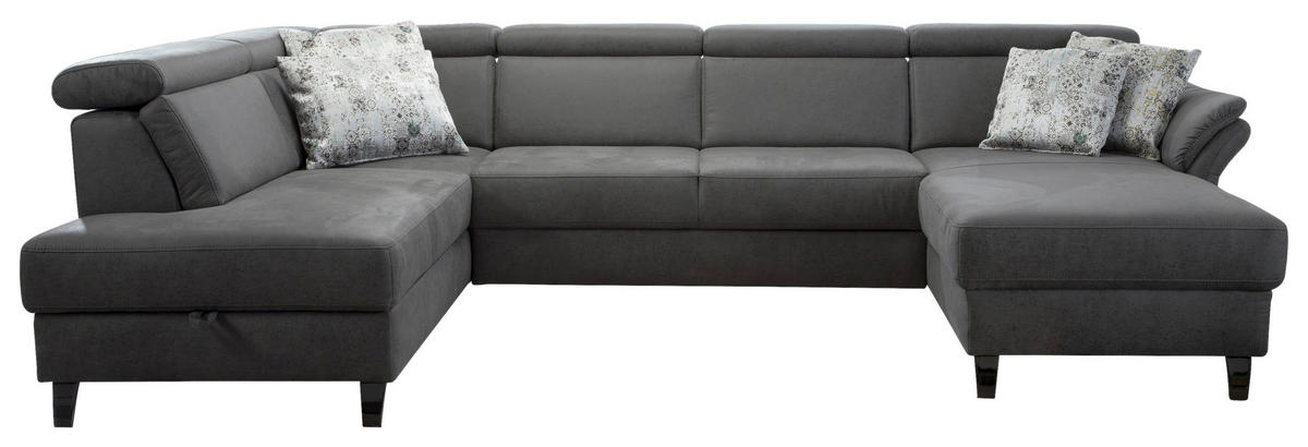 WOHNLANDSCHAFT in Mikrofaser Anthrazit  - Anthrazit/Schwarz, Konventionell, Textil/Metall (193/317/165cm) - Sit & More