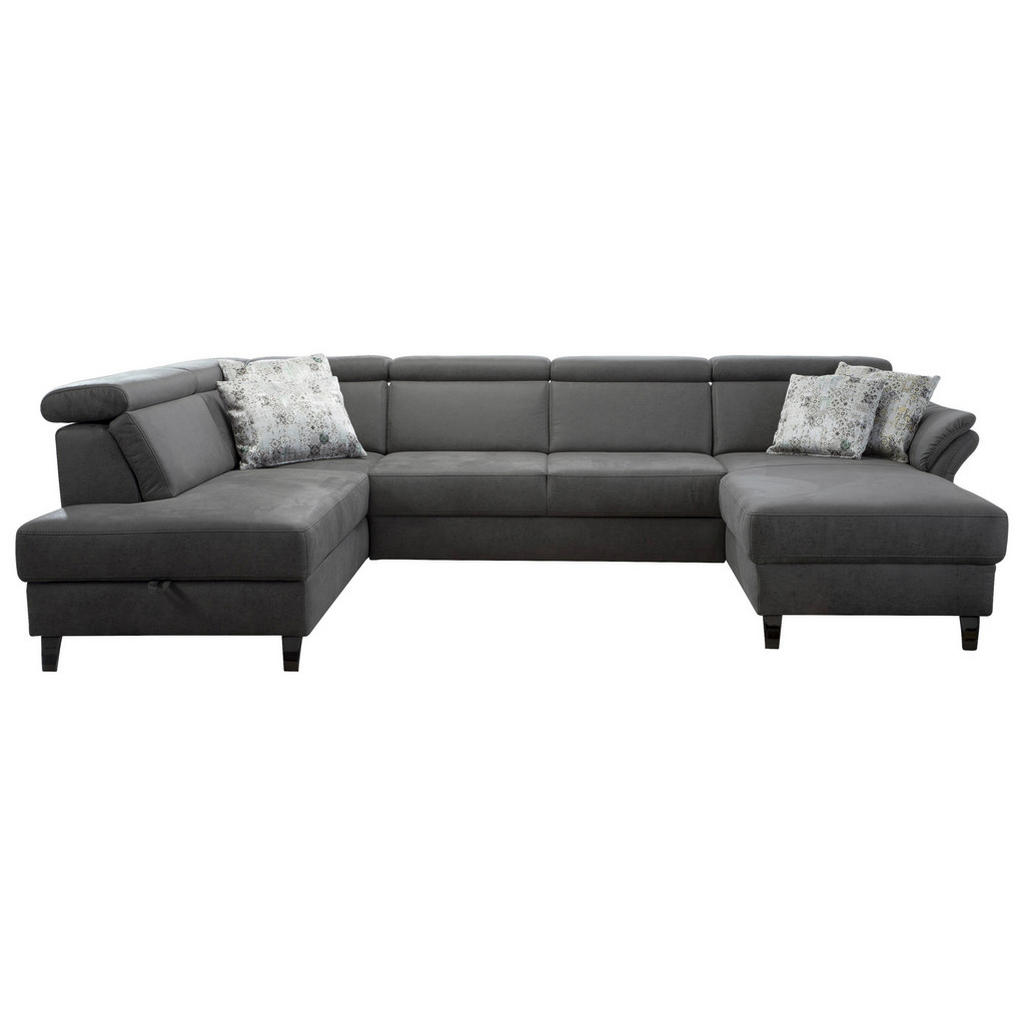 Thumbnail - Sit & More Wohnlandschaft, Anthrazit, Textil, 7,5-Sitzer, Ottomane links, U-Form, 317x193 cm, Goldenes M, Oeko-Tex® Stan...