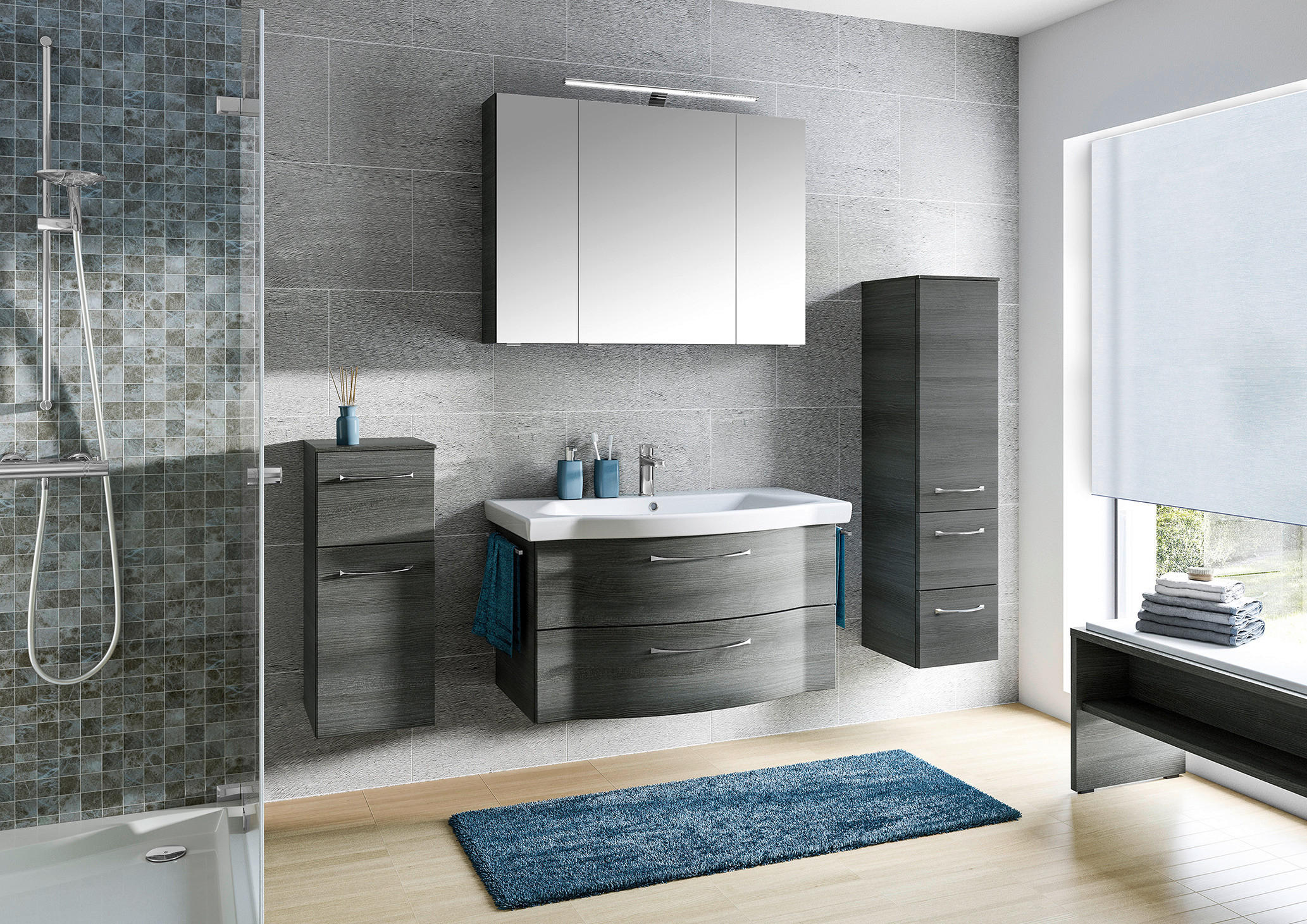 BADEZIMMER 5-teilig in 158 cm - Chromfarben/Graphitfarben, KONVENTIONELL, Glas/Keramik (158cm) - Pelipal
