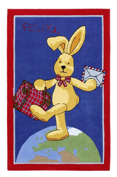 XXXLutz Kinderteppich Felix der Hase Blau 110x170 cm