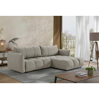 ECKSCHLAFSOFA Flachgewebe Mokka  inkl.  - Schwarz/Mokka, KONVENTIONELL, Kunststoff/Textil (273/188cm) - Livetastic