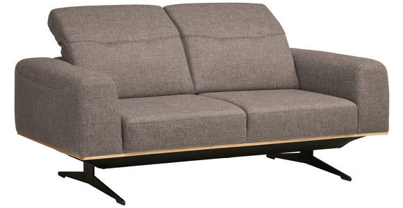2-SITZER-SOFA in Struktur Cappuccino - Schwarz/Cappuccino, Design, Textil/Metall (174/76-97/102cm) - Novel