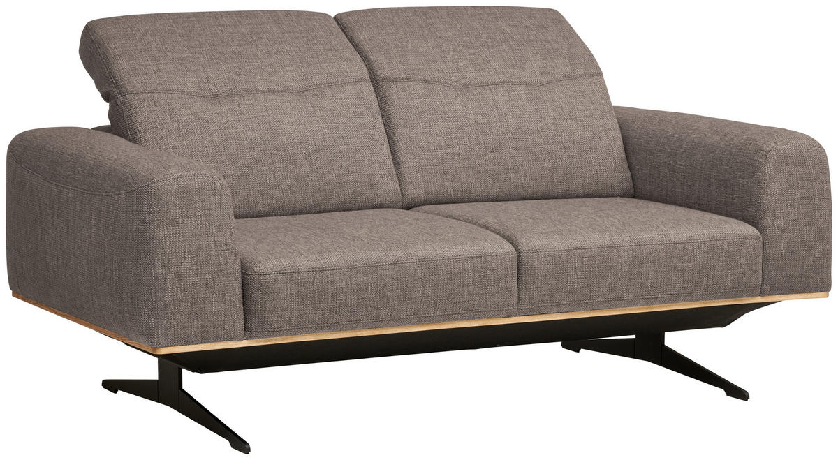 2-SITZER-SOFA in Struktur Cappuccino  - Schwarz/Cappuccino, Design, Textil/Metall (174/76-97/102cm) - Novel