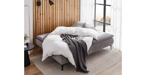 BOXSPRINGSOFA mit Schlafen auf Sitzhöhe, Stoffauswahl, Liegefunktion, Rücken echt Flachgewebe Grau - Schwarz/Grau, Design, Textil/Metall (204/93/100cm) - Novel