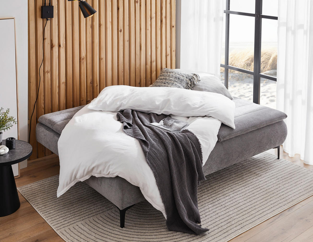 BOXSPRING SOFA siva  - siva/crna, Dizajnerski, tekstil/metal (204/93/100cm) - Novel