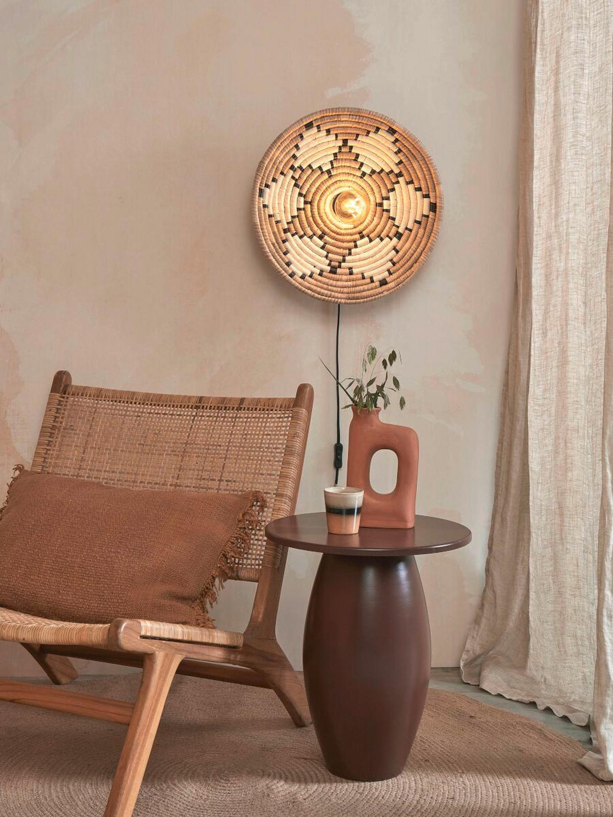 VÄGGLAMPA 45/6 cm   - vit/naturfärgad, Basics, naturmaterial (45/6cm) - Good & Mojo