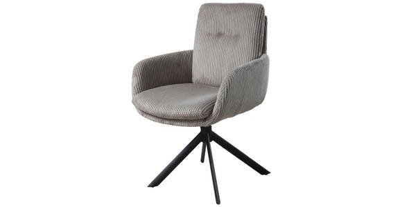 ARMLEHNSTUHL in Eisen Cord - Taupe/Schwarz, Design, Textil/Metall (63,5/88,5/66,5cm) - Novel