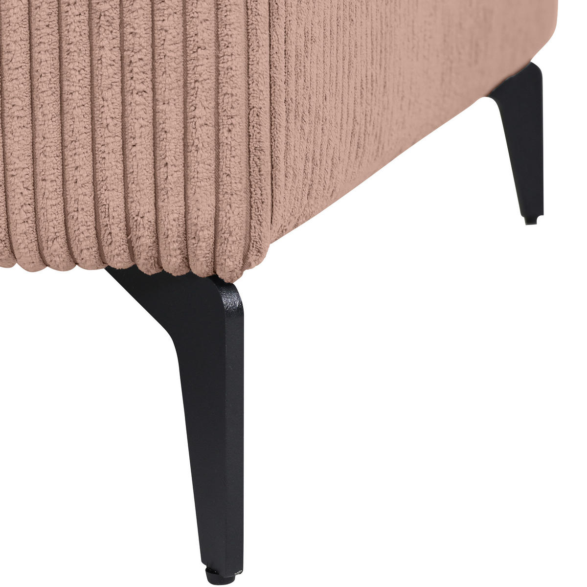 ECKSOFA in Cord Altrosa  - Schwarz/Altrosa, Konventionell, Textil/Metall (170/285cm) - Carryhome