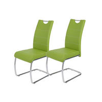 SCHWINGSTUHL-SET 2 Stück  in Stahl Lederlook  - Chromfarben/Weiß, MODERN, Textil/Metall (43/98/59cm) - MID.YOU