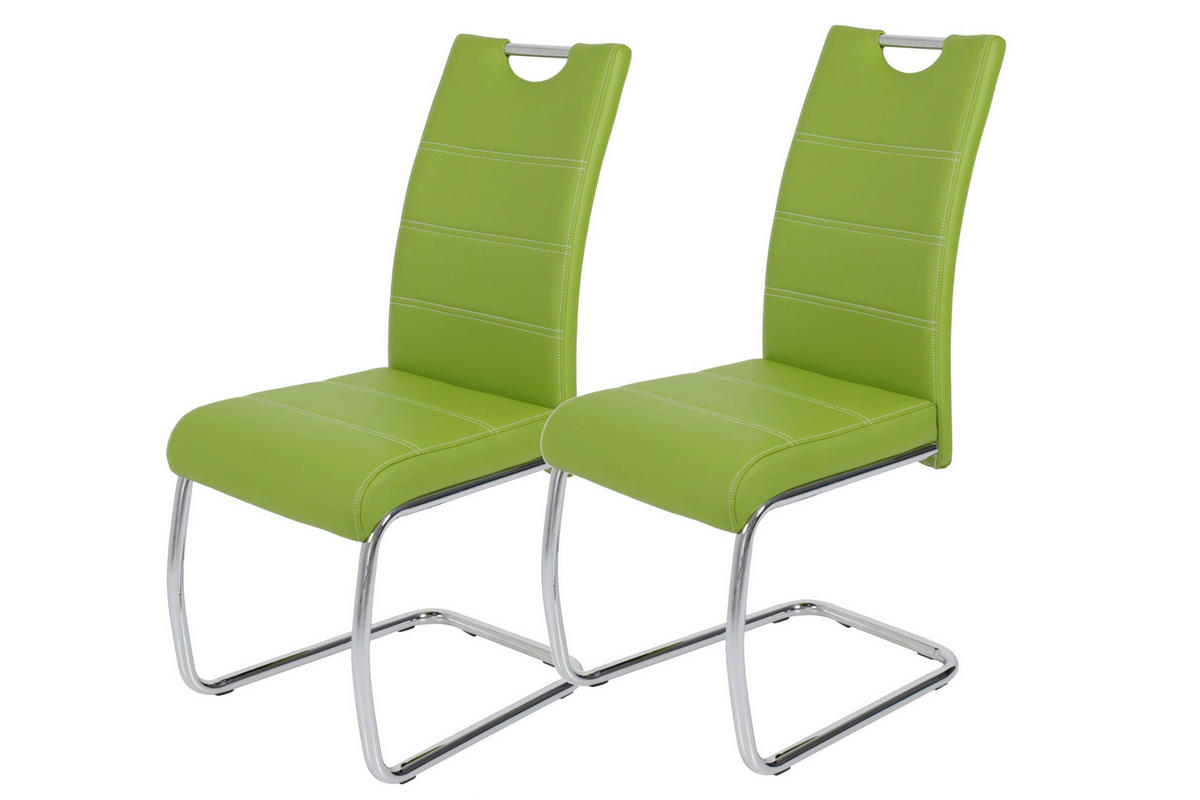 SCHWINGSTUHL-SET 2 Stück  in Stahl Lederlook  - Chromfarben/Weiß, MODERN, Textil/Metall (43/98/59cm) - MID.YOU