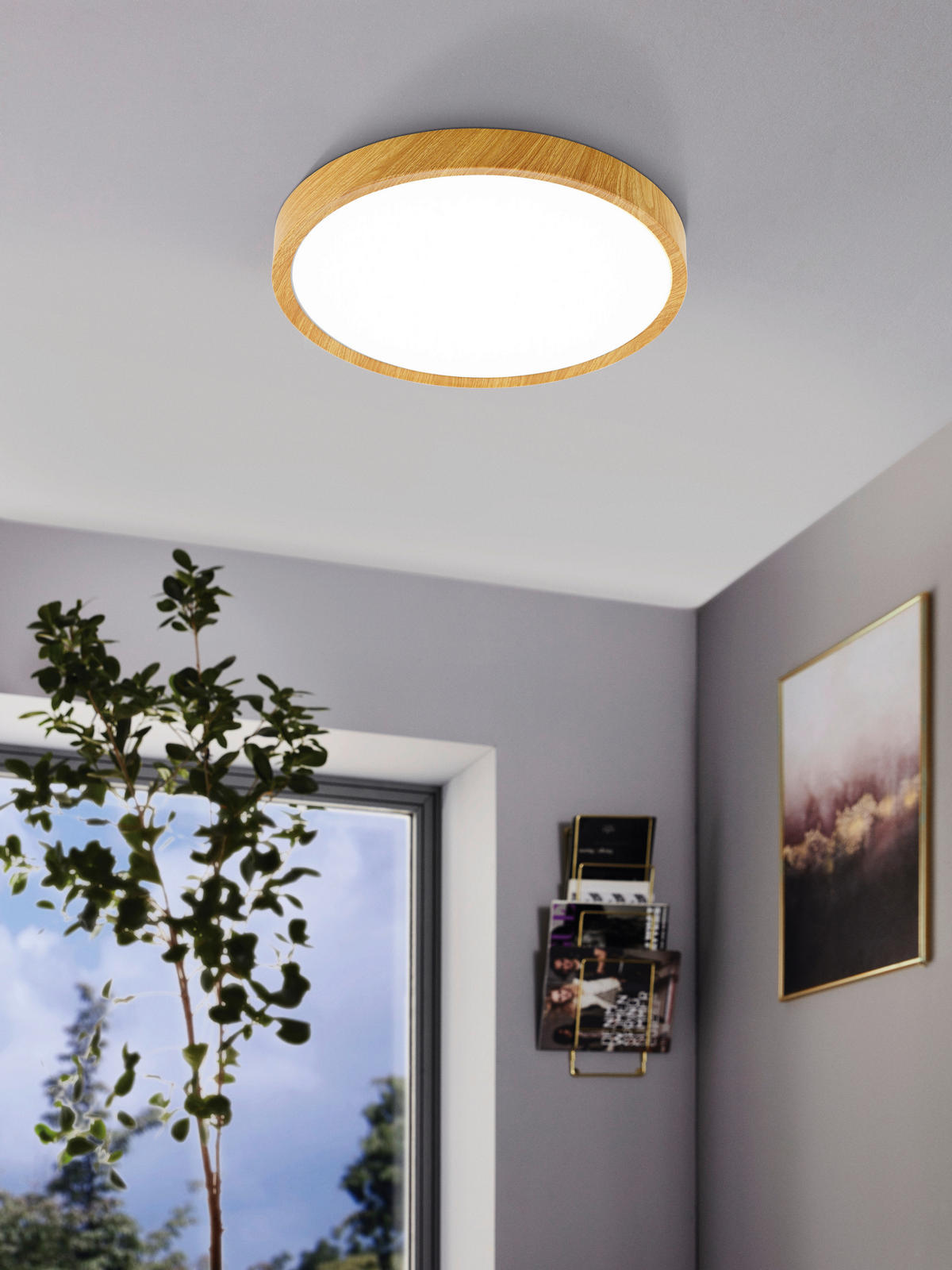 LED-DECKENLEUCHTE MUSURITA 44/7,5 cm   - Naturfarben/Weiß, Natur, Kunststoff/Metall (44/7,5cm) - Eglo