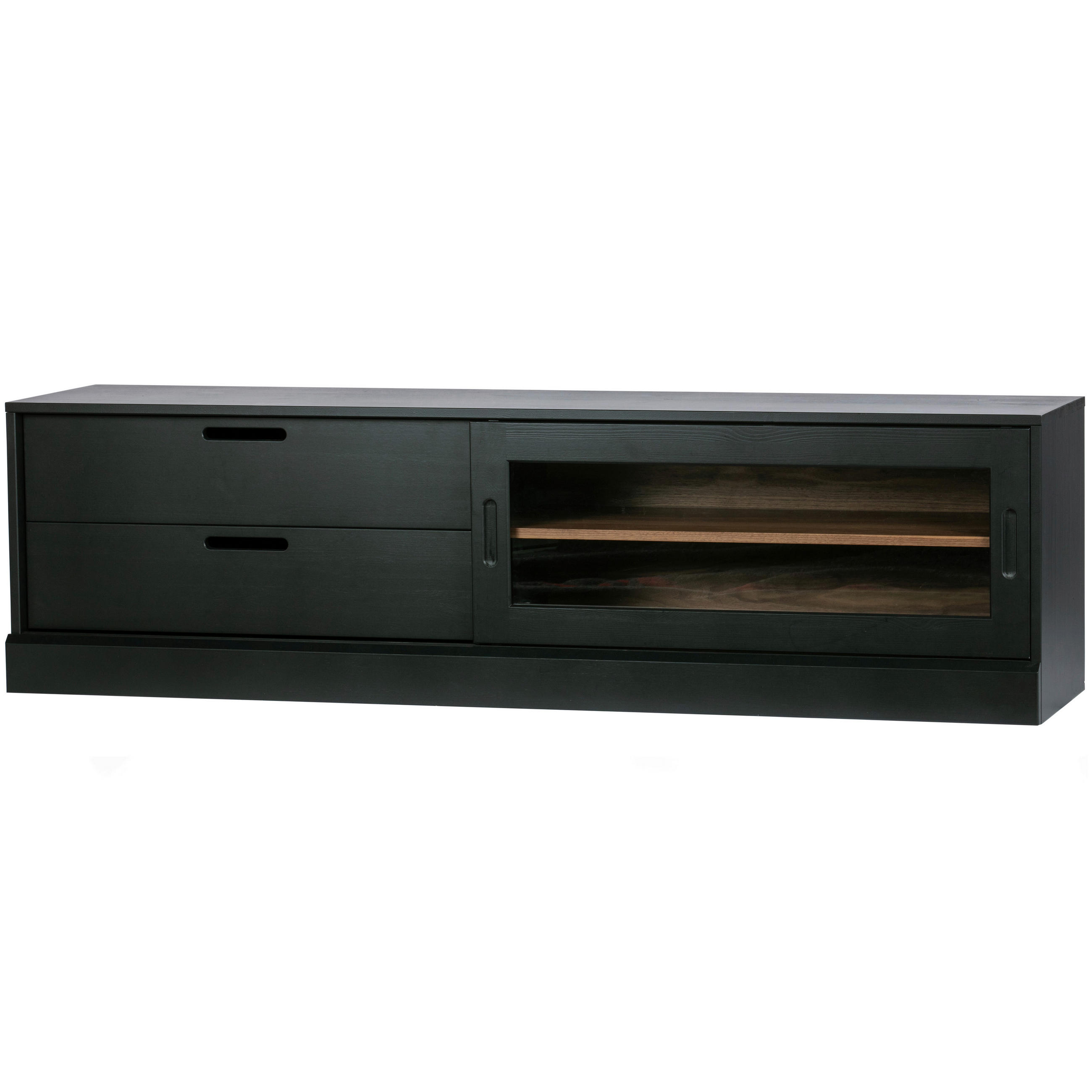 LOWBOARD James  in 180/50/42 cm  - Walnussfarben/Schwarz, Design, Holz (180/50/42cm) - Livetastic