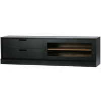 LOWBOARD James  in 180/50/42 cm  - Walnussfarben/Schwarz, Design, Holz (180/50/42cm) - Livetastic