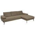 ECKSOFA in Echtleder Beige  310/180 cm  - Beige/Schwarz, Design, Leder/Metall (310/180cm) - Dieter Knoll