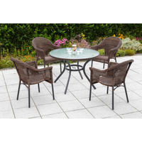 GARTENTISCHGRUPPE Aluminium  - Dunkelbraun/Graphitfarben, KONVENTIONELL, Glas/Kunststoff - Gardenson