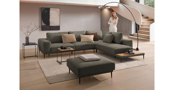 ECKSOFA  in Leinwand Dunkelbraun  318/271 cm  - Dunkelbraun/Schwarz, Design, Textil/Metall (318/271cm) - Belluti