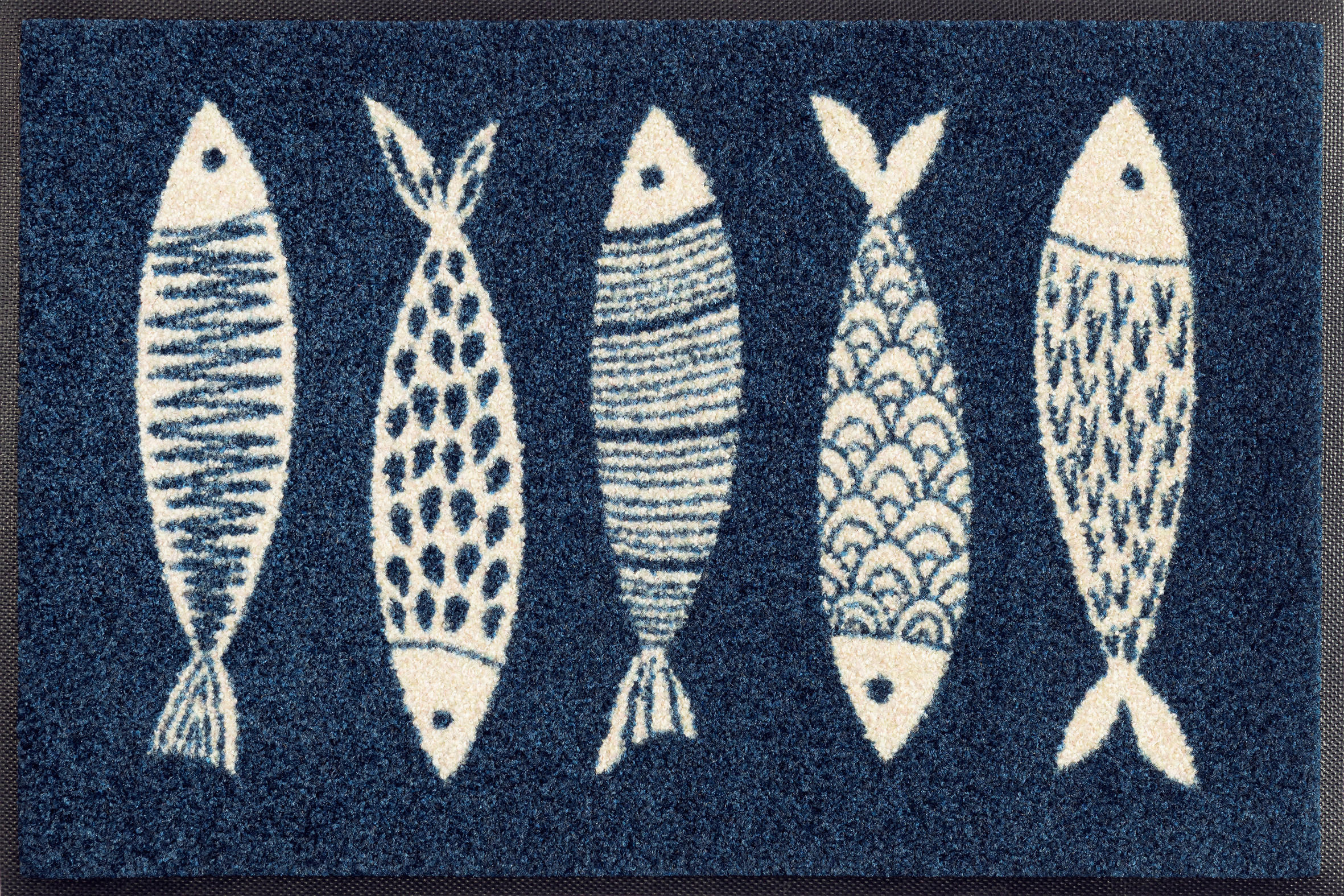 FUSSMATTE 40/60 cm Fish Tango  - Blau, Design, Kunststoff/Textil (40/60cm) - wash+dry