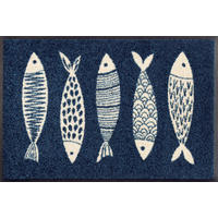 FUSSMATTE 40/60 cm Fish Tango  - Blau, Design, Kunststoff/Textil (40/60cm) - wash+dry