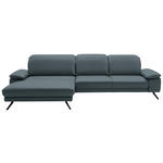 ECKSOFA in Echtleder Grau  - Schwarz/Grau, Design, Leder/Metall (193/332cm) - Dieter Knoll