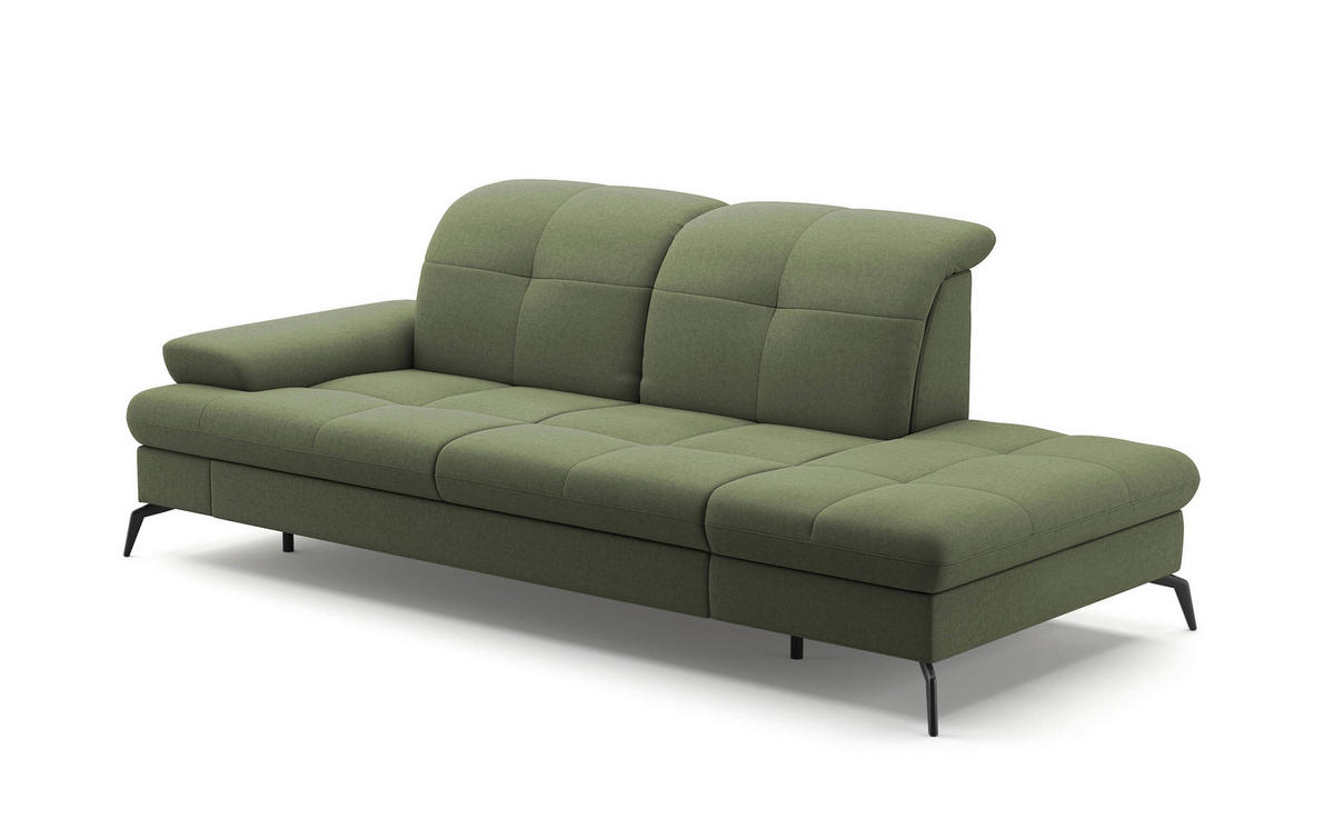 RÉCAMIERE in Flachgewebe Olivgrün  - Schwarz/Olivgrün, Konventionell, Textil/Metall (231/90/122cm) - Sit & More