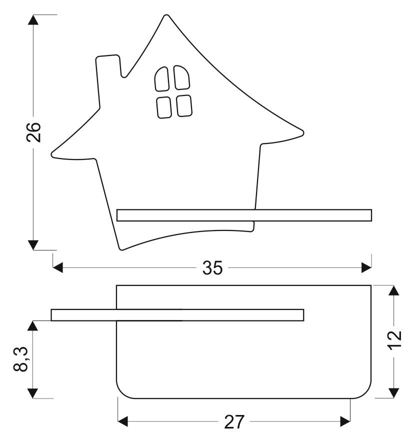 VÄGGLAMPA FÖR BARN House 35/12/26 cm   - grå, Basics, metall/trämaterial (35/12/26cm)