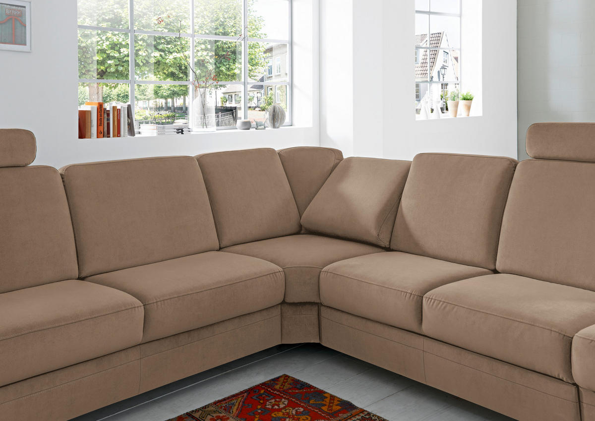 ECKSOFA in Flachgewebe Braun  269/287 cm  - Alufarben/Braun, KONVENTIONELL, Textil/Metall (269/287cm) - Beldomo System