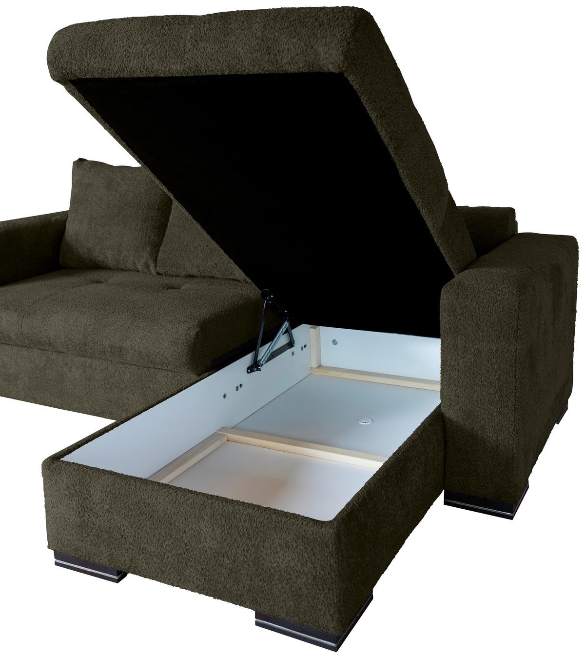 ECKSOFA Dunkelgrün Webstoff  - Dunkelgrün/Braun, KONVENTIONELL, Holz/Textil (170/235cm) - Carryhome