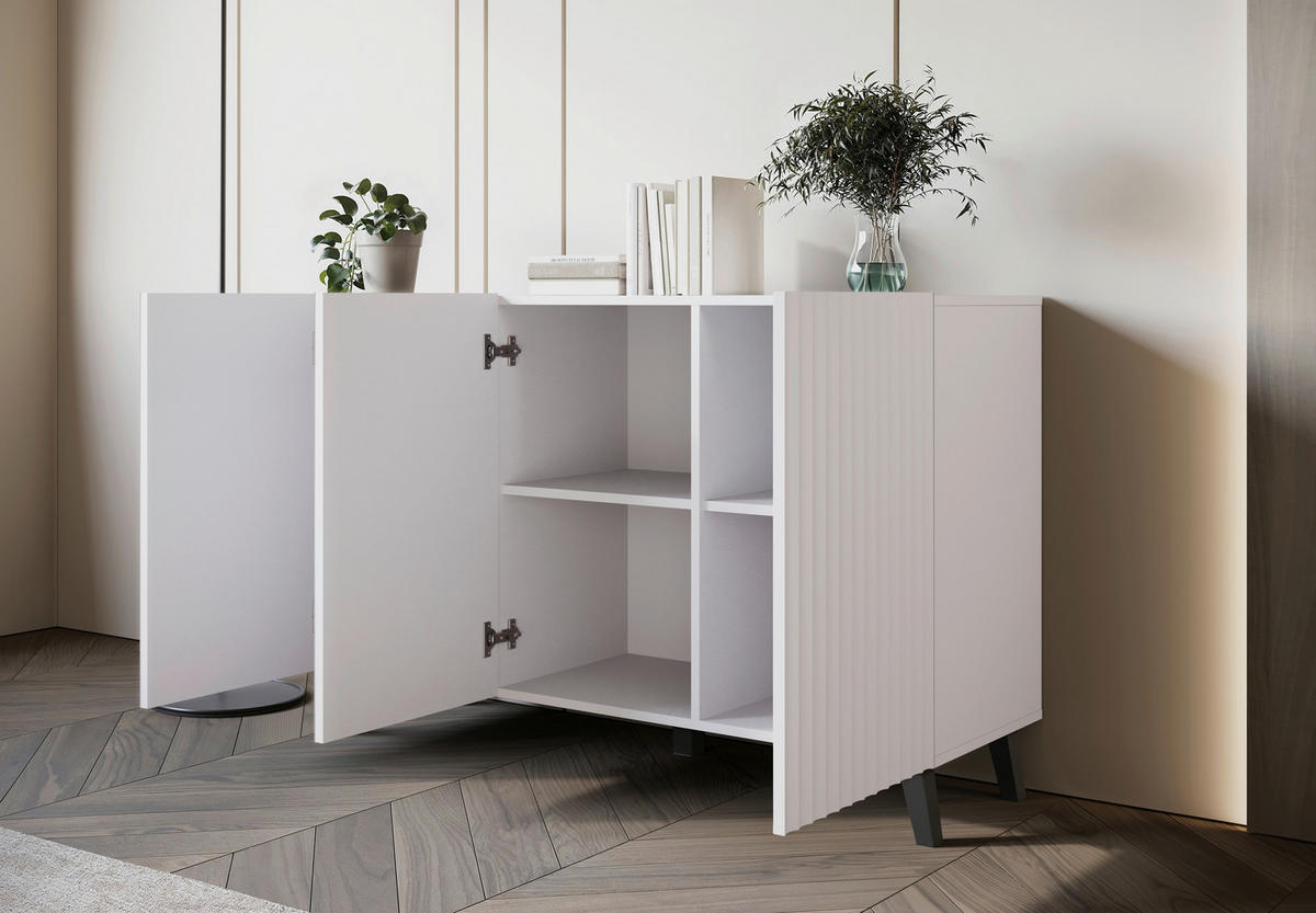 ŠIROKÁ KOMODA, biela, 120/78/39,1 cm - čierna/biela, Design, kompozitné drevo/plast (120/78/39,1cm) - Livetastic