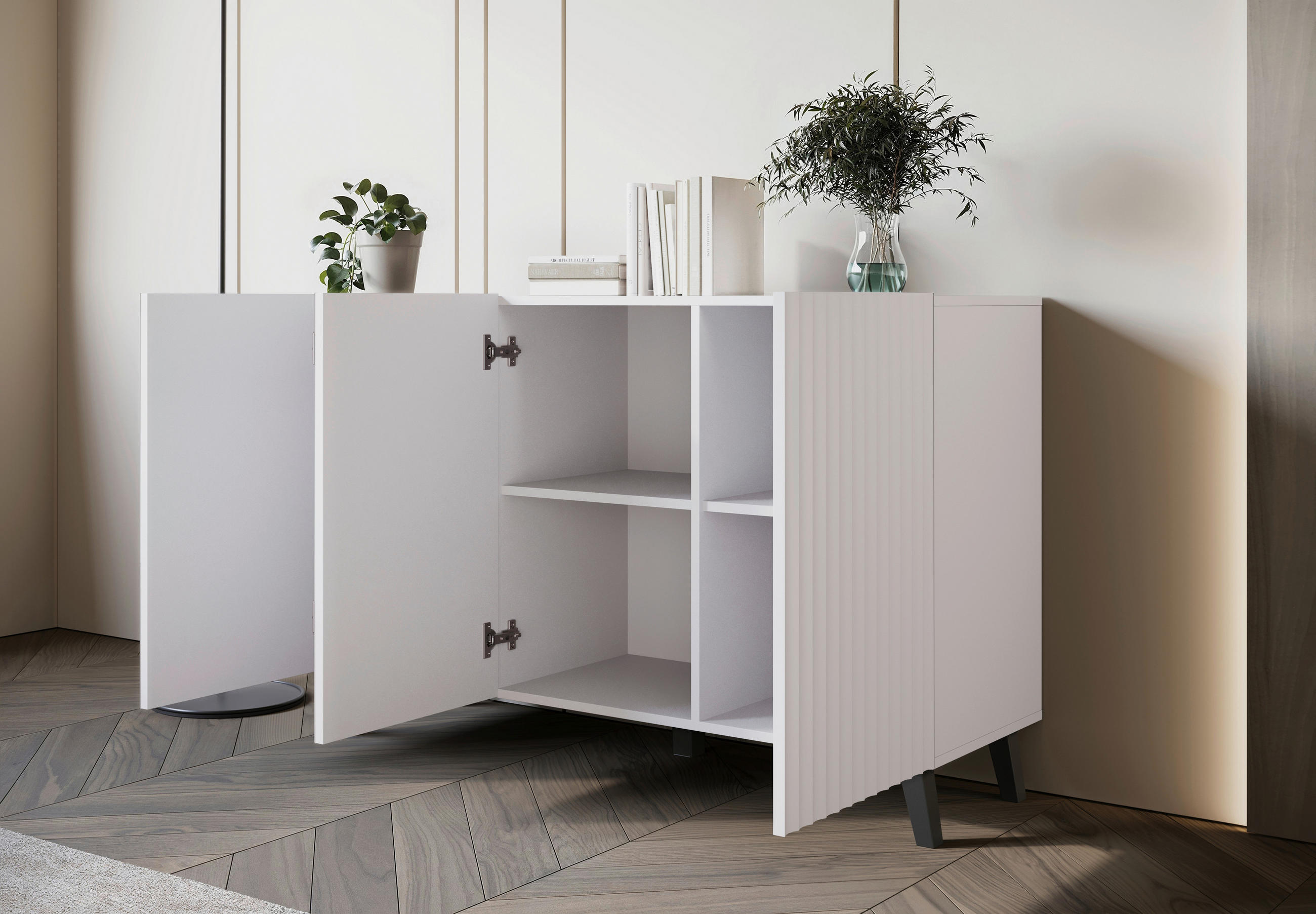 Thumbnail - Livetastic Sideboard Phuket, Weiß, Holzwerkstoff, 3 Fächer, 120x78x39.1 cm, Fsc, stehend, Wohnzimmer, Kommoden & Sideboa...