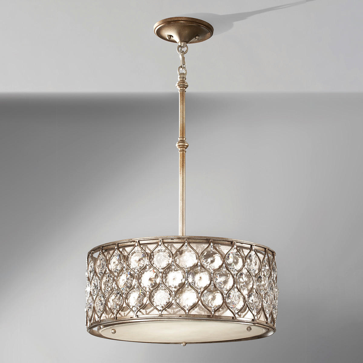 HÄNGELEUCHTE 46/36 cm    - Silberfarben, Konventionell, Glas/Textil (46/36cm) - Elstead Lighting