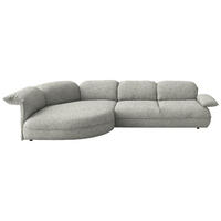 ECKSOFA Chenille Ecru  - Ecru/Schwarz, Design, Kunststoff/Textil (154/343cm) - Koinor