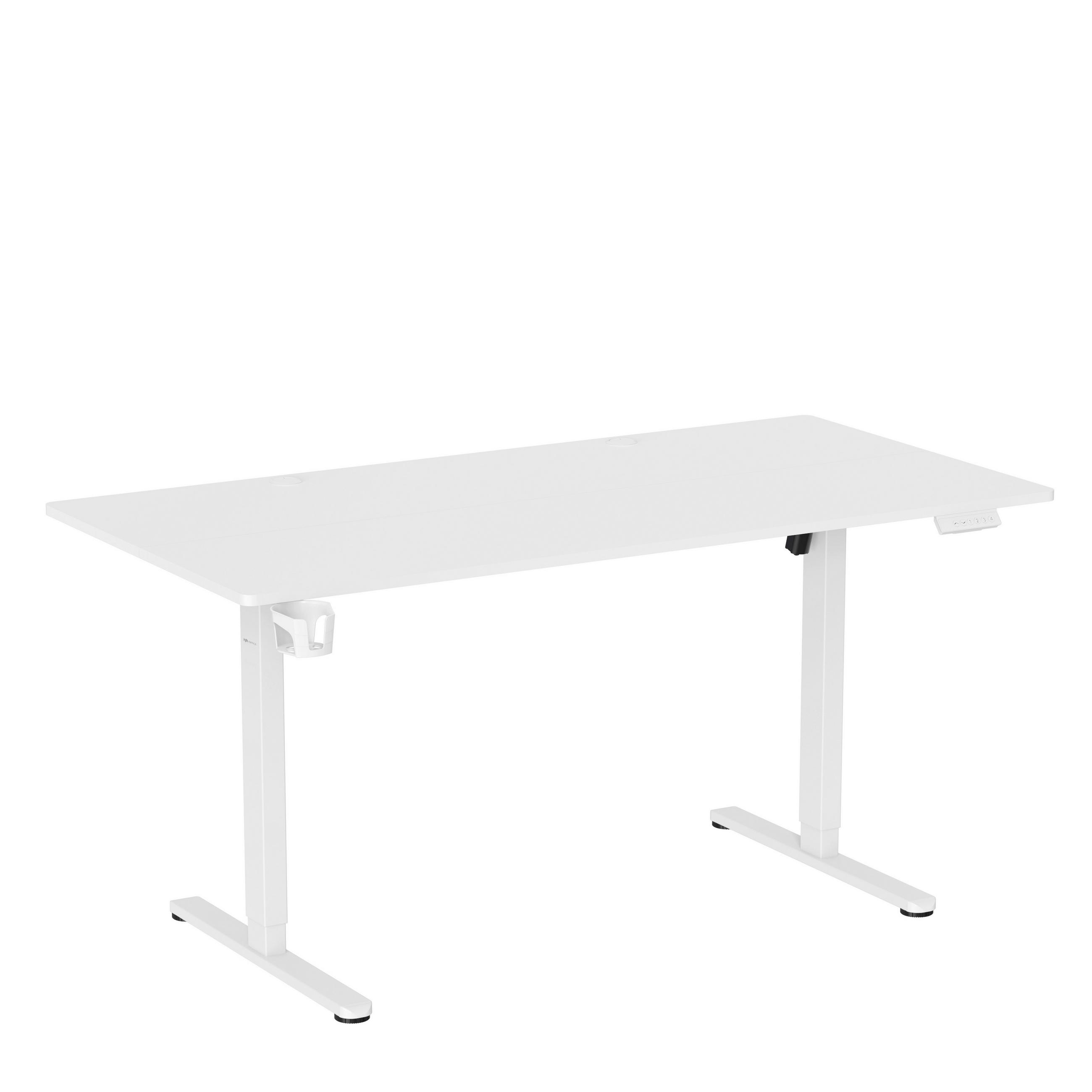 SCHREIBTISCH 160/80/72-118 cm Weiß elektrisch höhenverstellbar  - Weiß, MODERN, Holzwerkstoff/Metall (160/80/72-118cm) - MID.YOU