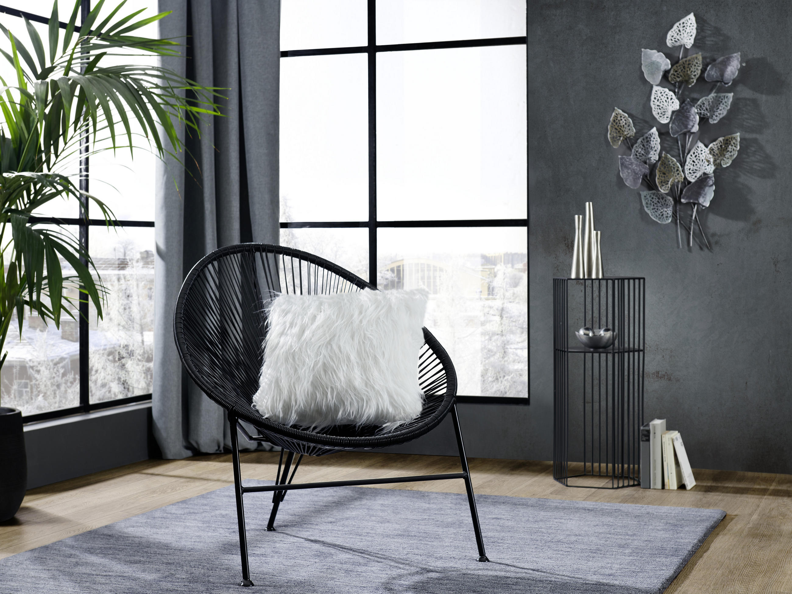 BEISTELLTISCH in Metall 32/28/70 cm  - Schwarz, Design, Metall (32/28/70cm) - Ambia Home