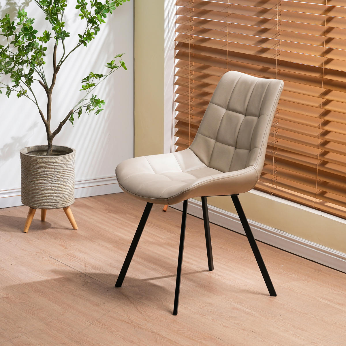 STUHL   Mikrofaser  Schwarz, Beige  - Beige/Schwarz, MODERN, Textil/Metall (54/86/62cm) - MID.YOU