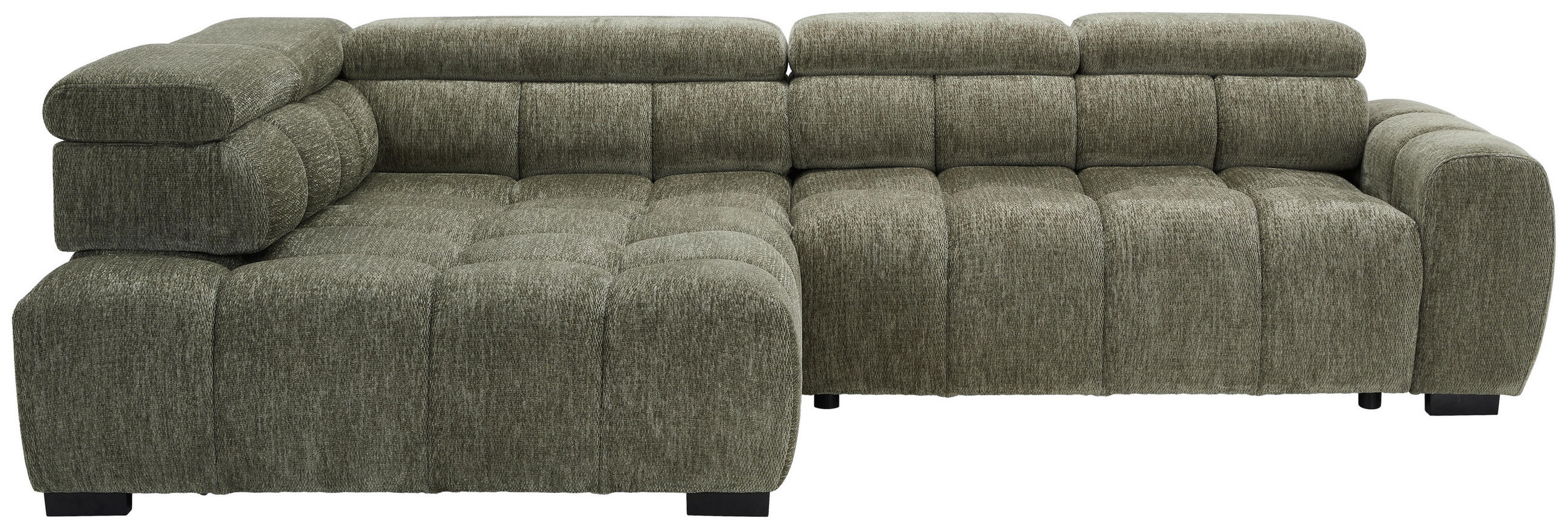 ECKSOFA in Webstoff Olivgrün  - Schwarz/Olivgrün, Modern, Kunststoff/Textil (205/297cm) - Livetastic