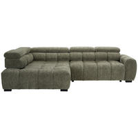ECKSOFA in Webstoff Olivgrün  - Schwarz/Olivgrün, Modern, Kunststoff/Textil (205/297cm) - Livetastic