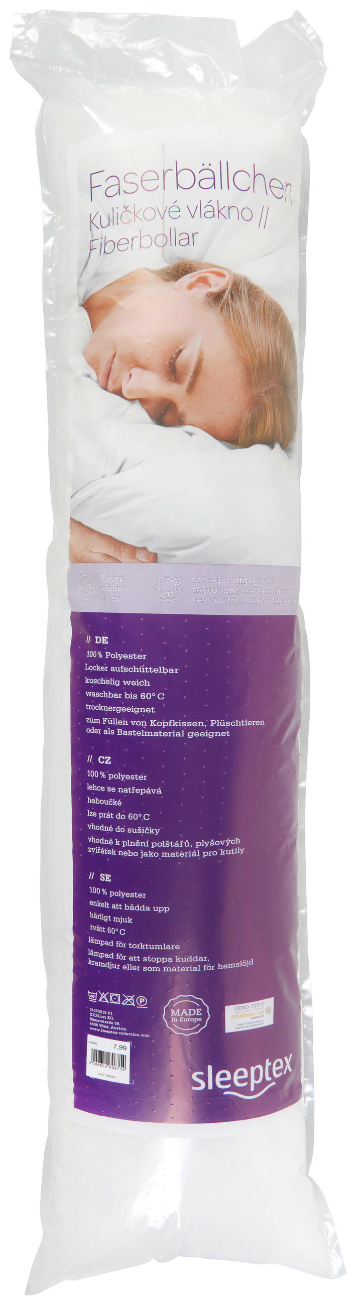 KUDDFYLLNING  - vit, Basics, plast - Sleeptex