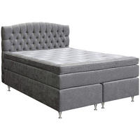 KONTINENTALSÄNG 180/200 cm  i grå  - aluminiumfärg/grå, Klassisk, metall/trä (180/200cm) - Cassando