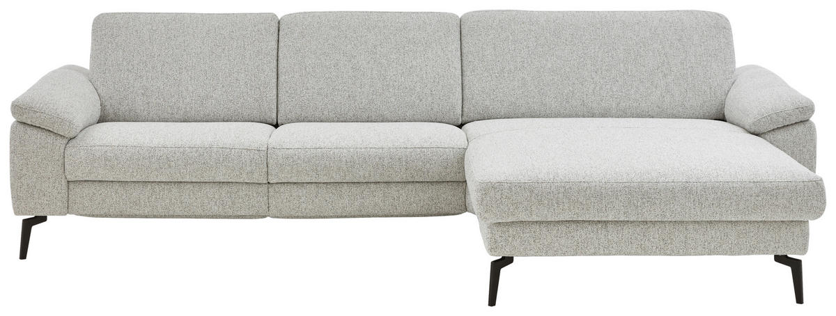 ECKSOFA  in Chenille Silberfarben  309/171 cm  - Silberfarben/Schwarz, Design, Textil/Metall (309/171cm) - Valdera