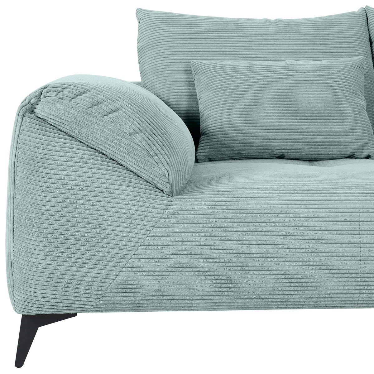 ECKSOFA in Cord Mintgrün  - Schwarz/Mintgrün, Konventionell, Textil/Metall (311/176cm) - Carryhome