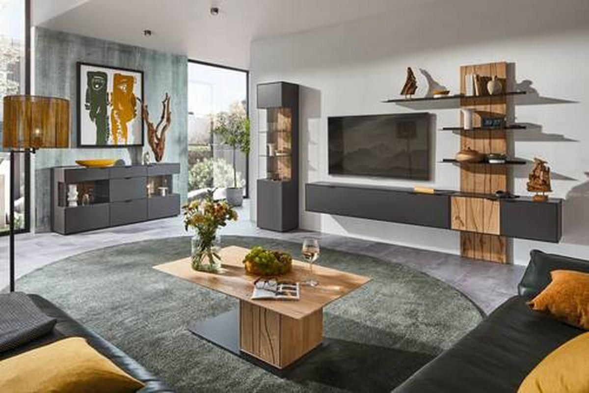 VITRINE in Graphitfarben  - Graphitfarben, Design, Glas/Holzwerkstoff (46,9/205,5/37,1cm) - Dieter Knoll