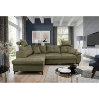 ECKSOFA SOLEI Grün Chenille Zierkissen, Bettkasten, Kopfstütze  - Schwarz/Grün, Design, Kunststoff/Textil (203/265cm) - MID.YOU