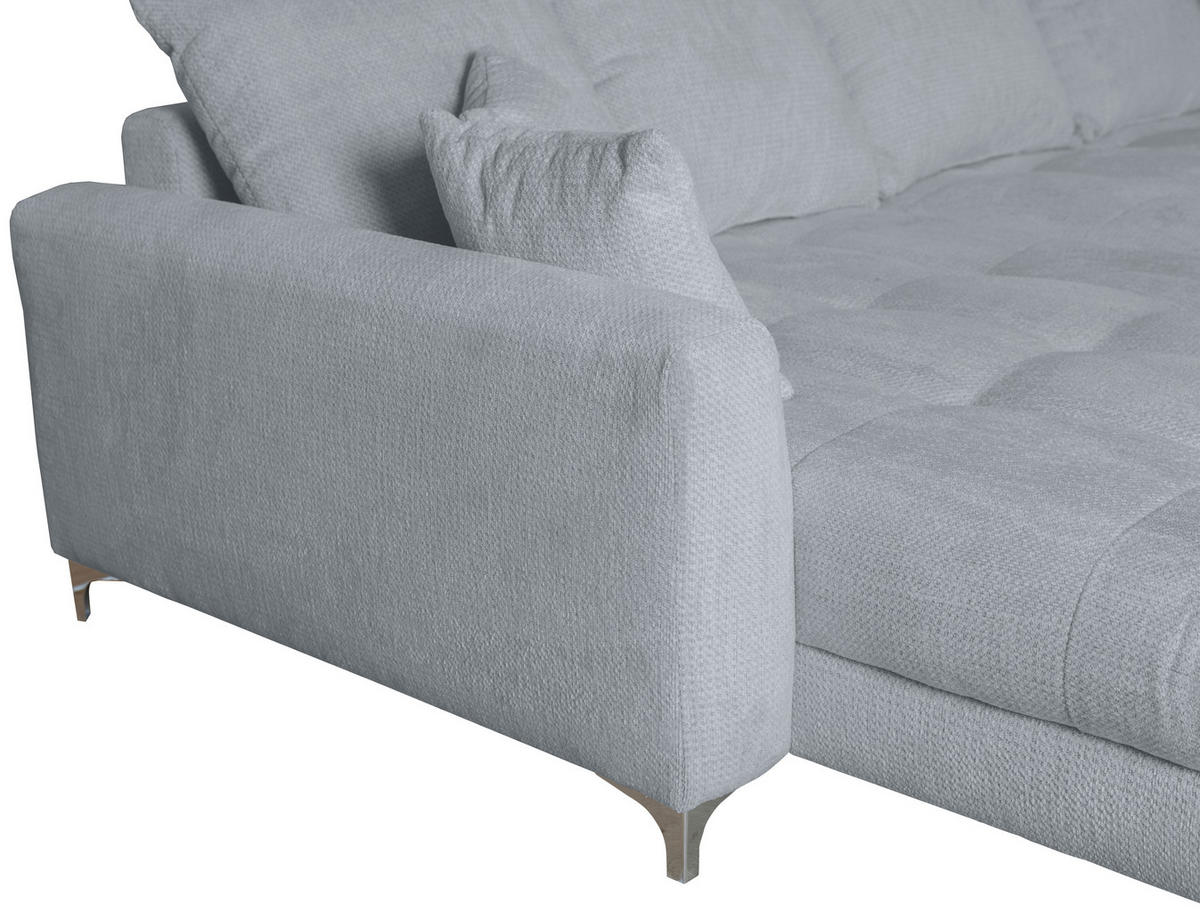 ECKSOFA Silberfarben Chenille  - Chromfarben/Silberfarben, KONVENTIONELL, Textil/Metall (227/329cm) - Carryhome