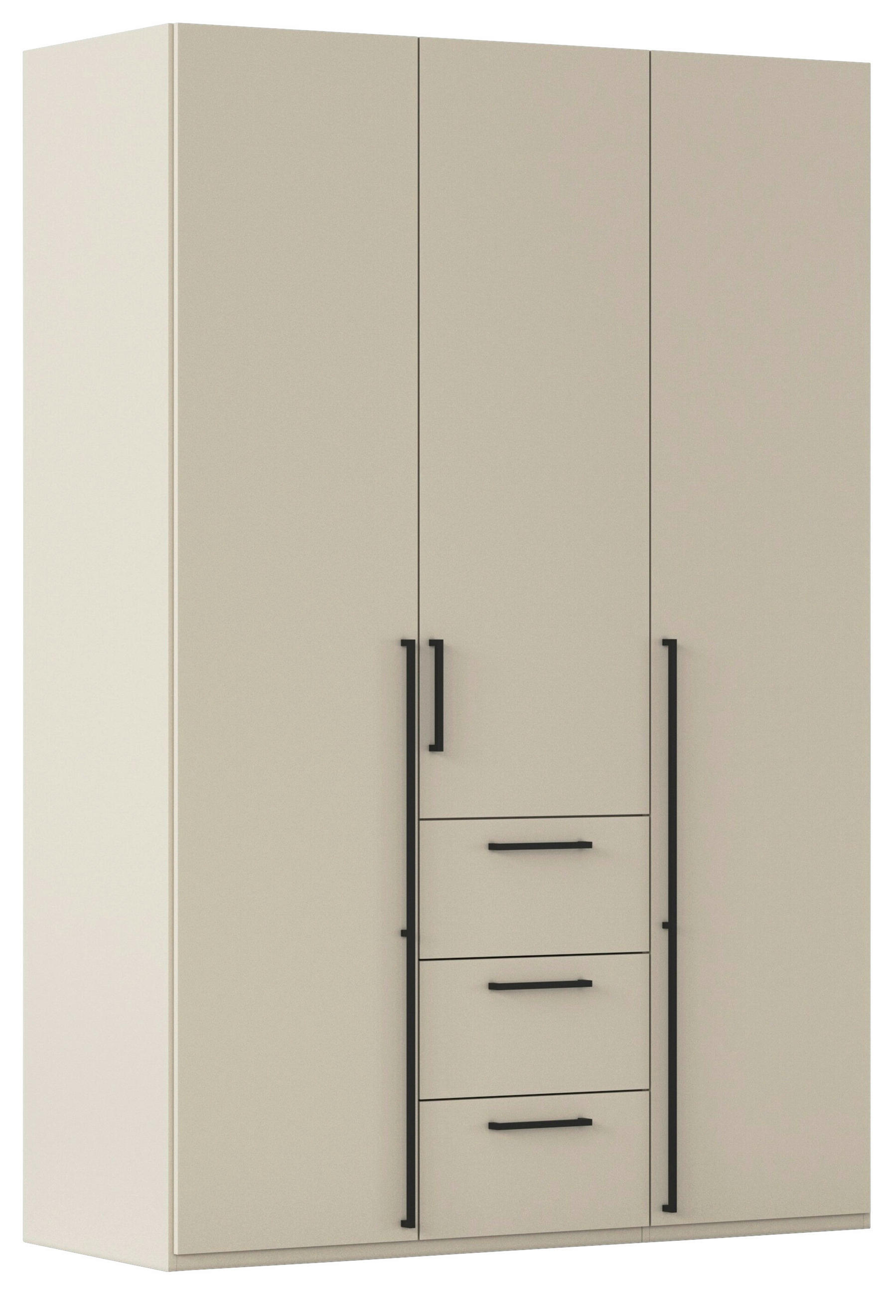 DREHTÜRENSCHRANK 151/223/61 cm,  in Champagner, 3-türig  - Champagner/Schwarz, Basics, Holzwerkstoff/Metall (151/223/61cm) - Novel