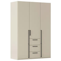 DREHTÜRENSCHRANK 151/235/61 cm,  in Champagner, 3-türig  - Champagner/Schwarz, Basics, Holzwerkstoff/Metall (151/235/61cm) - Novel