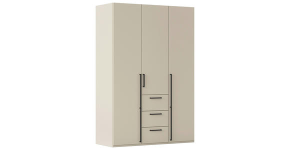 DREHTÜRENSCHRANK 151/223/61 cm,  in Champagner, 3-türig  - Champagner/Schwarz, Basics, Holzwerkstoff/Metall (151/223/61cm) - Novel