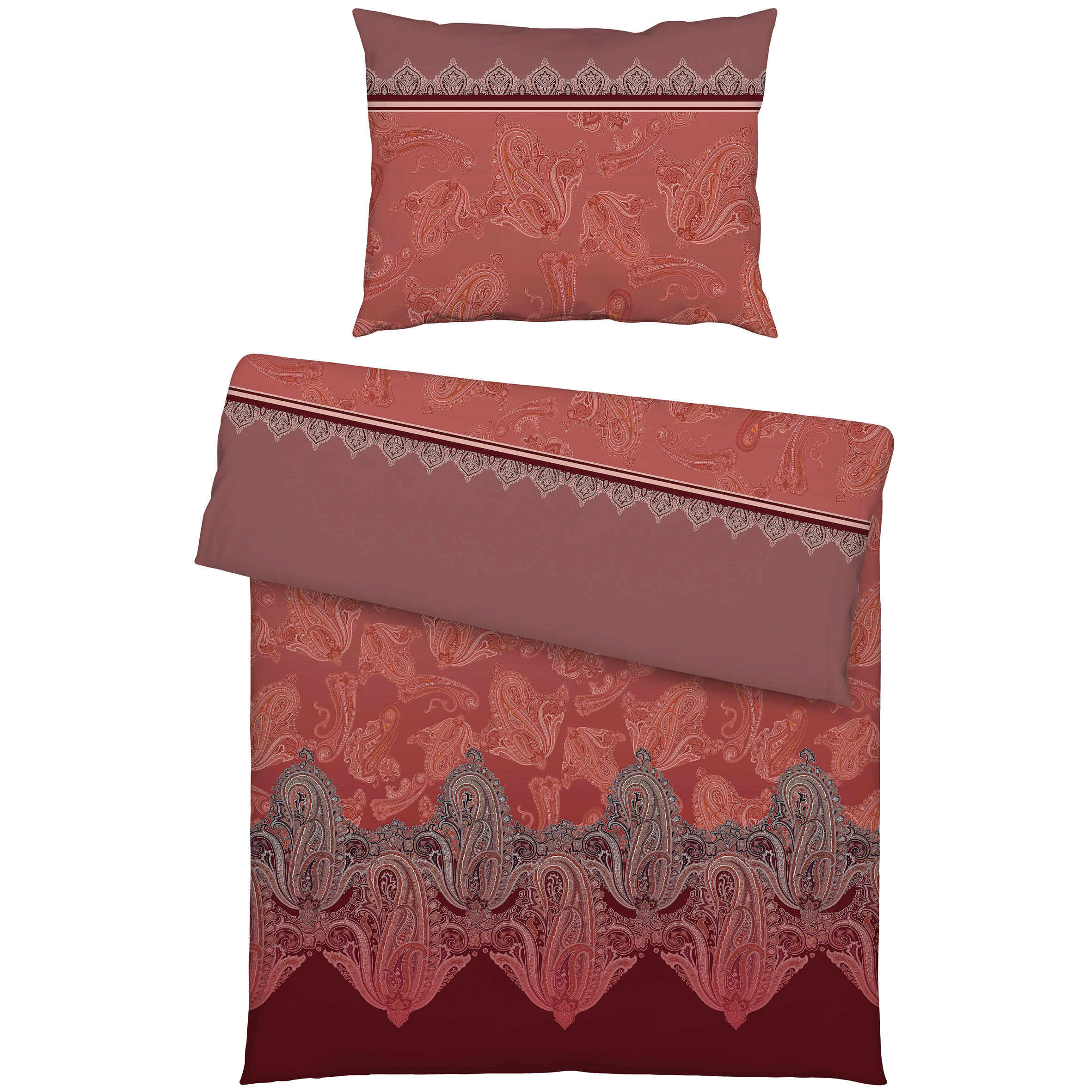 BETTWÄSCHE 3-teilig Atelier Makosatin 140/200 cm  - Bordeaux, Basics, Textil (140/200cm) - Estella