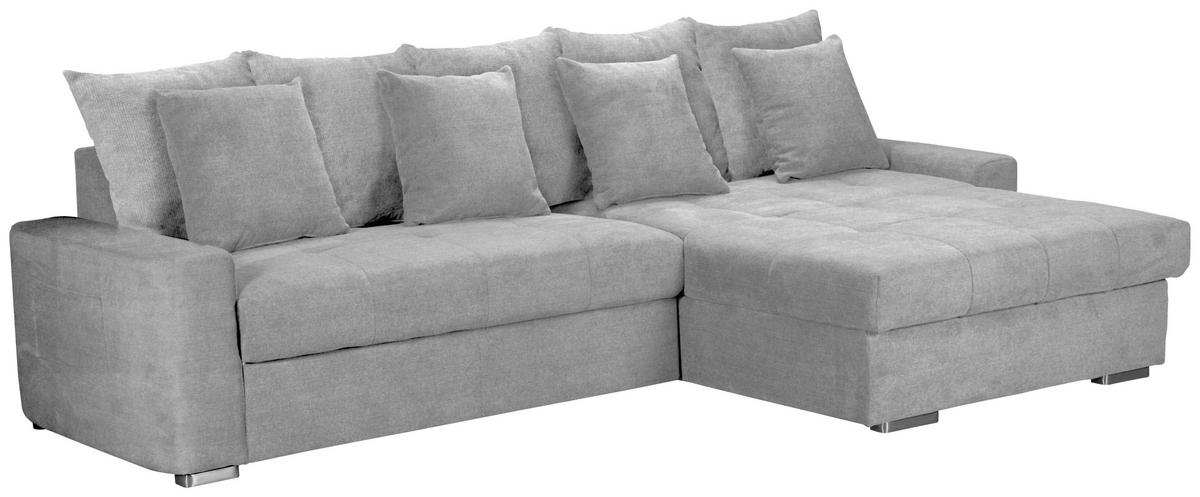ECKSOFA SALVADOR Hellgrau Mikrofaser  - Wengefarben/Silberfarben, MODERN, Holz/Textil (293/164cm) - MID.YOU