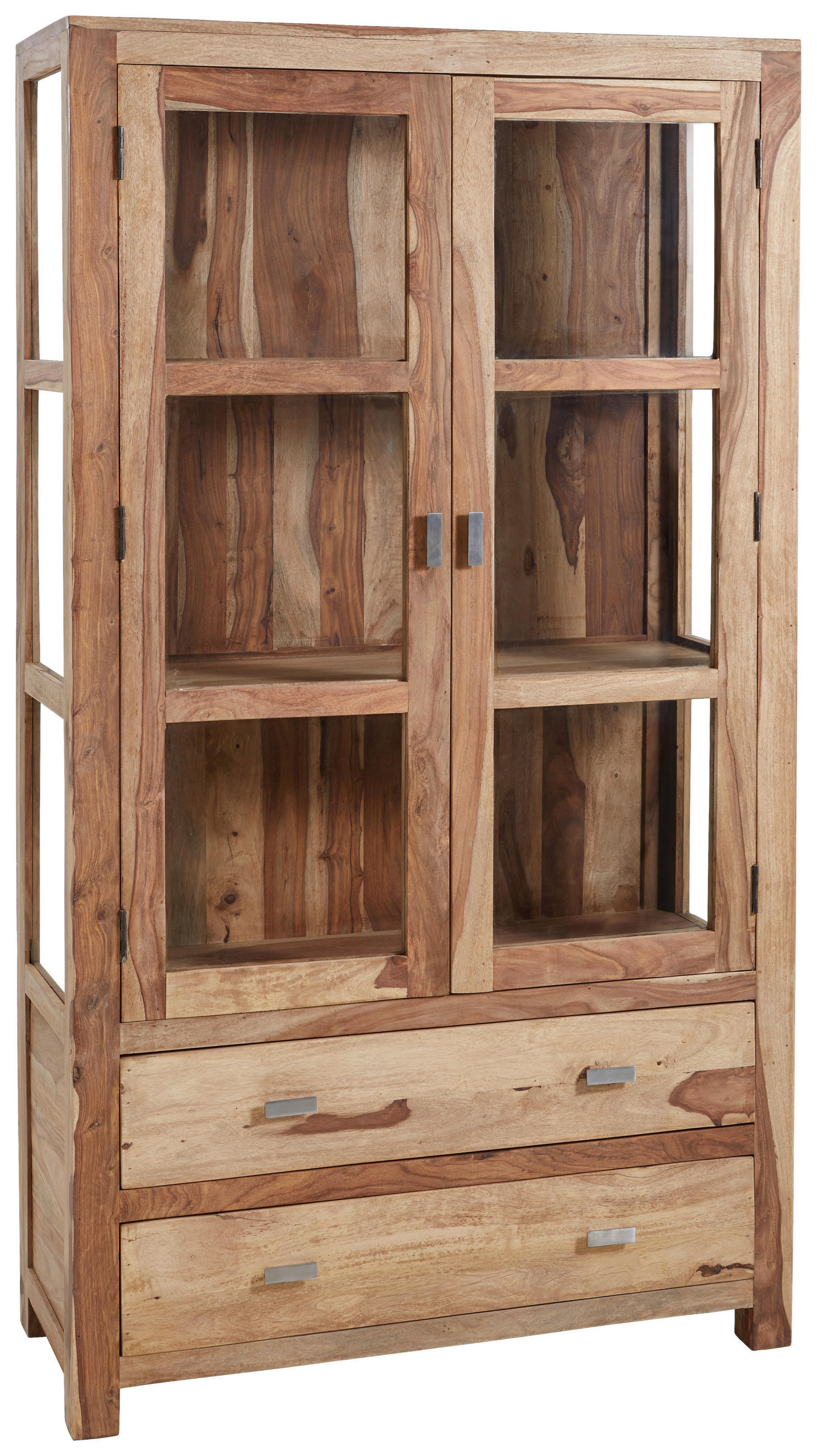 VITRINE Sheesham massiv Sheeshamfarben - Messingfarben/Sheeshamfarben, LIFESTYLE, Glas/Holz (104/182/44cm) - Landscape